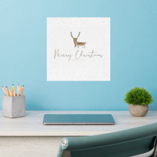 SlipperyJoe Merry Christmas reindeer red-nose antl Wall Decal