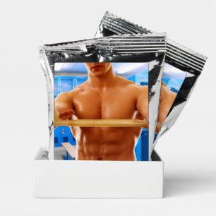 SlipperyJoe muscular man abs locker room tiled flo Coffee Drink Mix