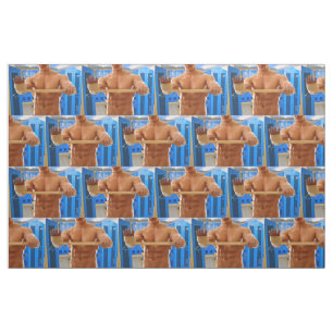 SlipperyJoe muscular man abs locker room tiled flo Fabric