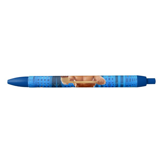 SlipperyJoe muscular man abs locker room tiled flo Pen (Front)