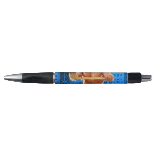 SlipperyJoe muscular man abs locker room tiled flo Pen (Front)