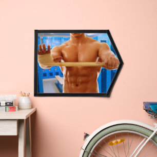 SlipperyJoe muscular man abs locker room tiled flo Pennant