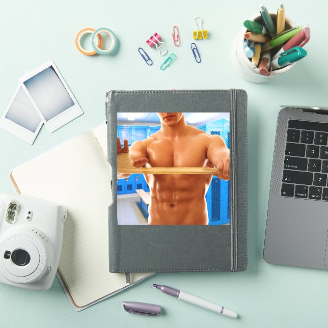 SlipperyJoe muscular man abs locker room tiled flo Sticker (iPad Cover)