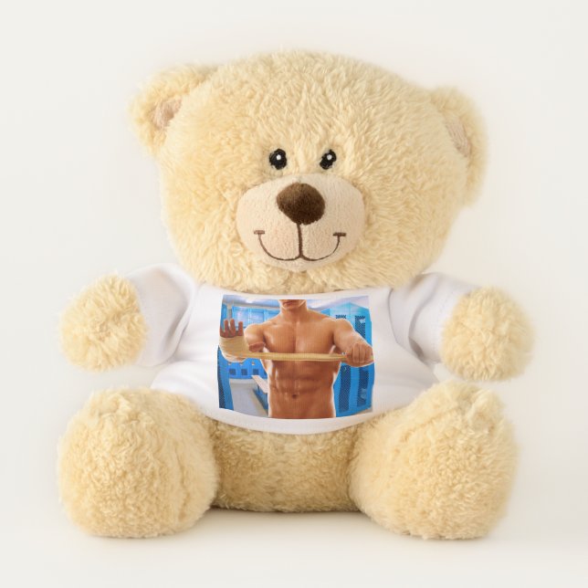 SlipperyJoe muscular man abs locker room tiled flo Teddy Bear (Front)