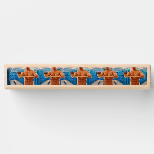 SlipperyJoe muscular man abs locker room tiled flo Topple Tower (Front)