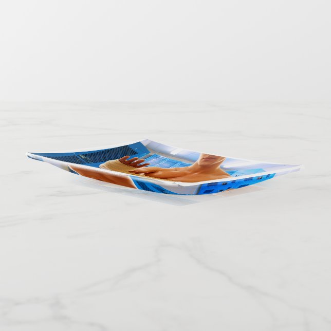 SlipperyJoe muscular man abs locker room tiled flo Trinket Tray (Angled)