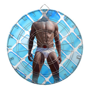 SlipperyJoe muscular man six-pack abs male white u Dart Board