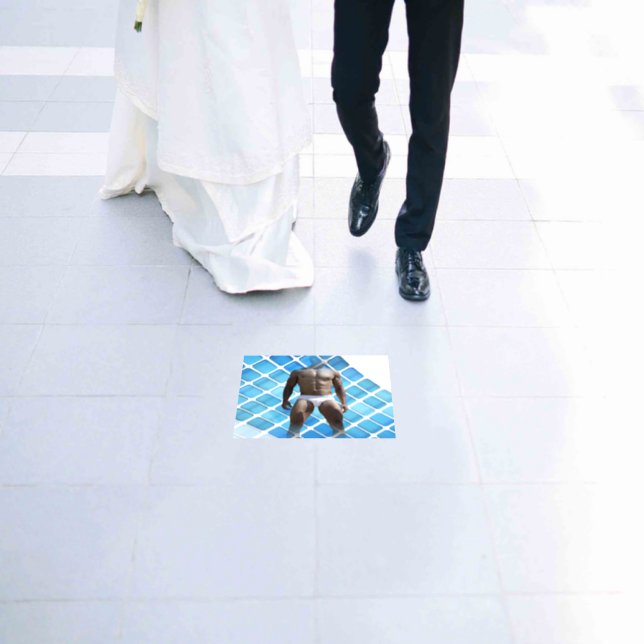 SlipperyJoe muscular man six-pack abs male white u Floor Decals (Wedding)