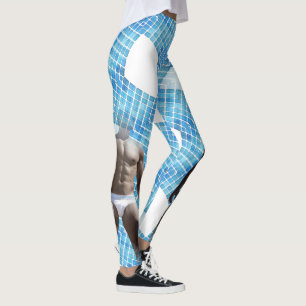 SlipperyJoe muscular man six-pack abs male white u Leggings