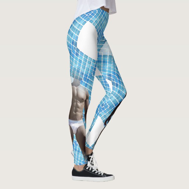 SlipperyJoe muscular man six-pack abs male white u Leggings (Right)