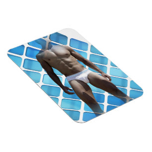 SlipperyJoe muscular man six-pack abs male white u Magnet