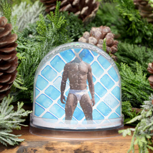 SlipperyJoe muscular man six-pack abs male white u Snow Globe