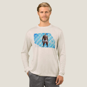 SlipperyJoe muscular man six-pack abs male white u Tri-Blend Shirt