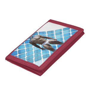 SlipperyJoe muscular man six-pack abs male white u Trifold Wallet