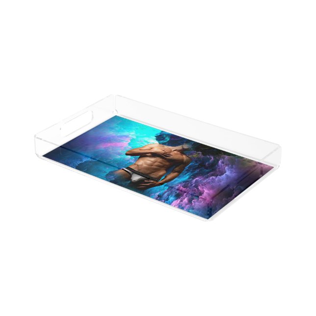 SlipperyJoe muscular man underwear bulge vibrant h Acrylic Tray (Angled)