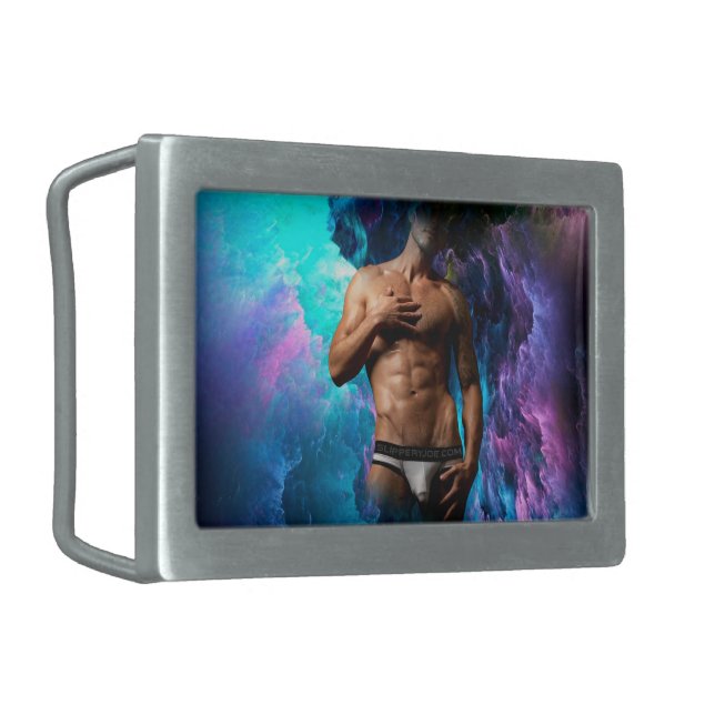 SlipperyJoe muscular man underwear bulge vibrant h Belt Buckle (Front Left)