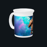 SlipperyJoe muscular man underwear bulge vibrant h Beverage Pitcher<br><div class="desc">SlipperyJoe muscular man underwear bulge vibrant hues blue teal purple cloud-like abstraction gay pride gifts LGBTQIA artistic dreamlike abstract energy psychedelic surrealism cosmic effect surreal and imaginative background hand rests over chest</div>