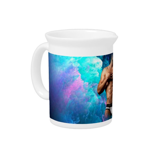 SlipperyJoe muscular man underwear bulge vibrant h Beverage Pitcher (Left)