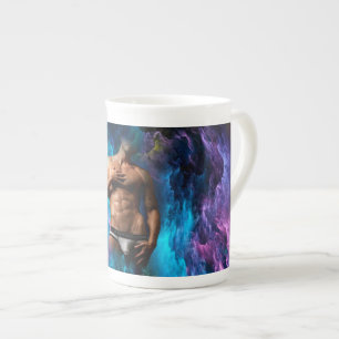 SlipperyJoe muscular man underwear bulge vibrant h Bone China Mug