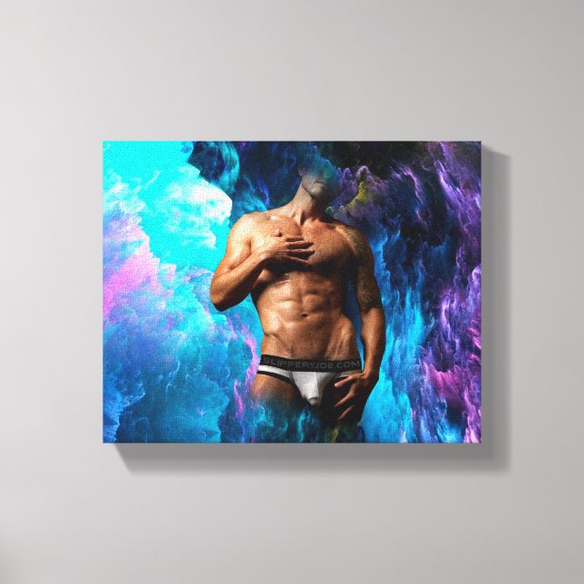 SlipperyJoe muscular man underwear bulge vibrant h Canvas Print (Front)