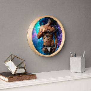 SlipperyJoe muscular man underwear bulge vibrant h Clock