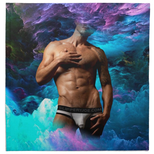 SlipperyJoe muscular man underwear bulge vibrant h Cloth Napkin (Front)