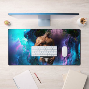 SlipperyJoe muscular man underwear bulge vibrant h Desk Mat