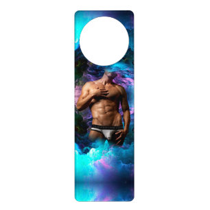 SlipperyJoe muscular man underwear bulge vibrant h Door Hanger