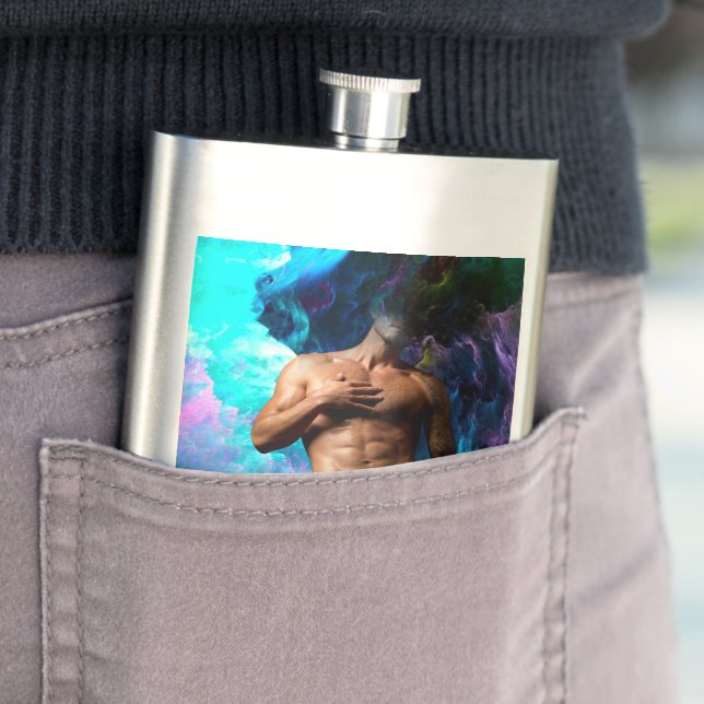 SlipperyJoe muscular man underwear bulge vibrant h Flask (In Situ)