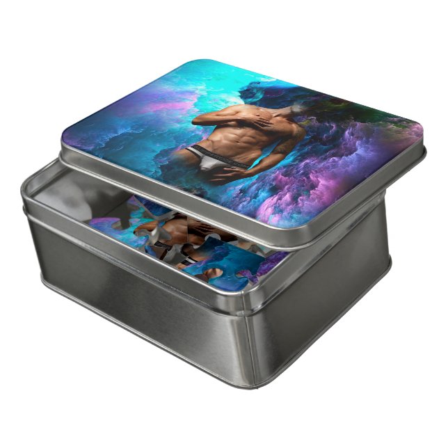 SlipperyJoe muscular man underwear bulge vibrant h Jigsaw Puzzle (Lid Open)