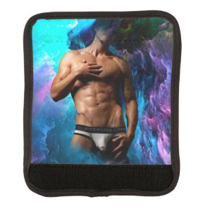 SlipperyJoe muscular man underwear bulge vibrant h Luggage Handle Wrap