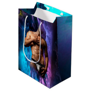 SlipperyJoe muscular man underwear bulge vibrant h Medium Gift Bag