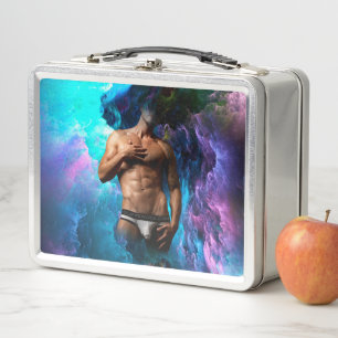 SlipperyJoe muscular man underwear bulge vibrant h Metal Lunch Box