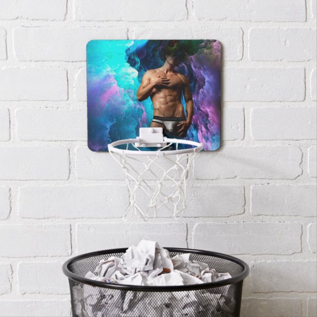SlipperyJoe muscular man underwear bulge vibrant h Mini Basketball Hoop (In Situ)