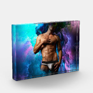 SlipperyJoe muscular man underwear bulge vibrant h Photo Block