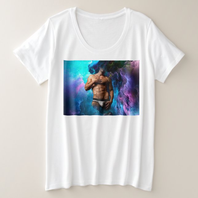 SlipperyJoe muscular man underwear bulge vibrant h Plus Size T-Shirt (Design Front)