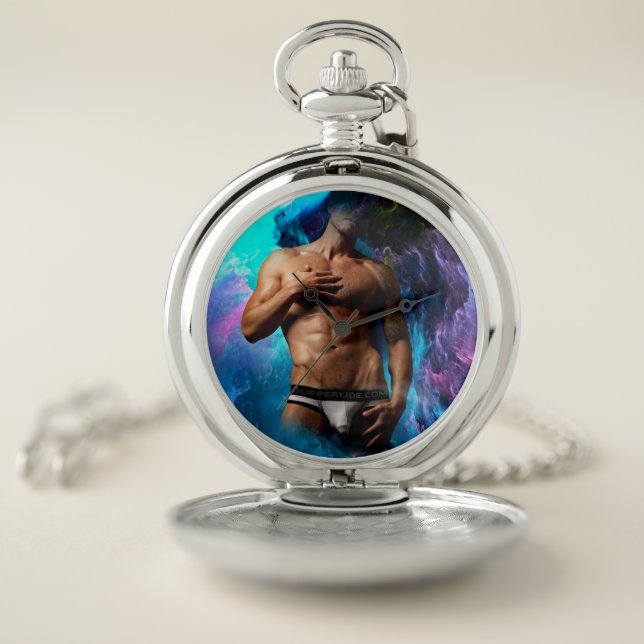 SlipperyJoe muscular man underwear bulge vibrant h Pocket Watch (Inside)