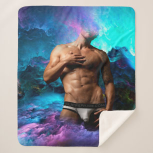 SlipperyJoe muscular man underwear bulge vibrant h Sherpa Blanket