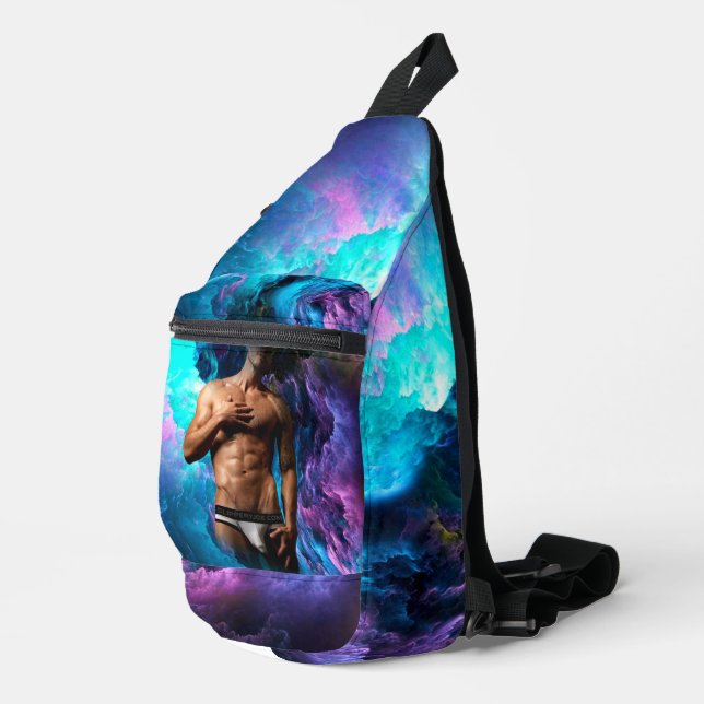 SlipperyJoe muscular man underwear bulge vibrant h Sling Bag (Right Corner)