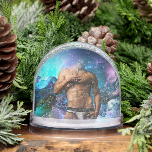 SlipperyJoe muscular man underwear bulge vibrant h Snow Globe