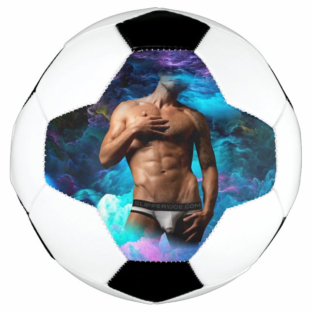 SlipperyJoe muscular man underwear bulge vibrant h Soccer Ball (Front)