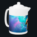 SlipperyJoe muscular man underwear bulge vibrant h Teapot<br><div class="desc">SlipperyJoe muscular man underwear bulge vibrant hues blue teal purple cloud-like abstraction gay pride gifts LGBTQIA artistic dreamlike abstract energy psychedelic surrealism cosmic effect surreal and imaginative background hand rests over chest</div>
