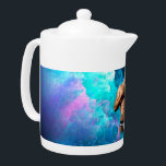 SlipperyJoe muscular man underwear bulge vibrant h Teapot<br><div class="desc">SlipperyJoe muscular man underwear bulge vibrant hues blue teal purple cloud-like abstraction gay pride gifts LGBTQIA artistic dreamlike abstract energy psychedelic surrealism cosmic effect surreal and imaginative background hand rests over chest</div>