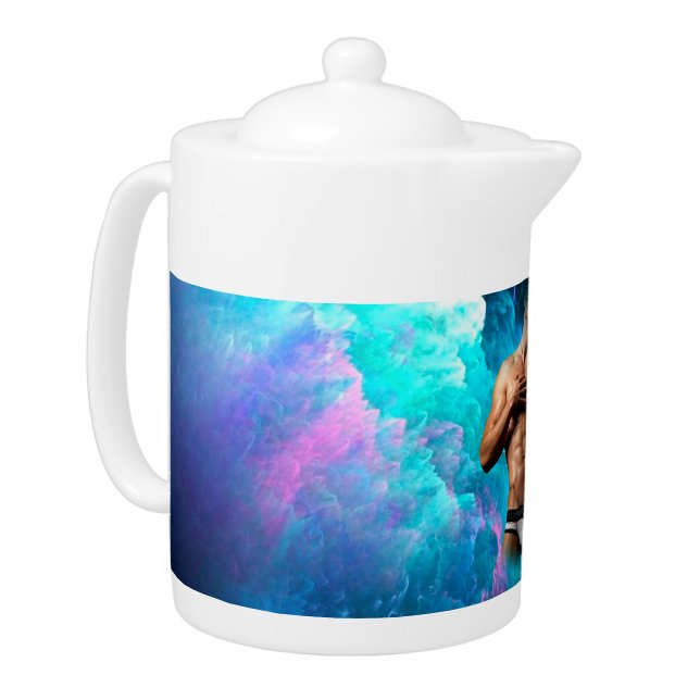 SlipperyJoe muscular man underwear bulge vibrant h Teapot (Left)