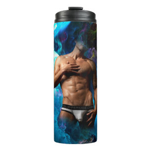 SlipperyJoe muscular man underwear bulge vibrant h Thermal Tumbler