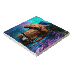 SlipperyJoe muscular man underwear bulge vibrant h Trivet