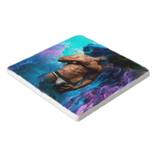 SlipperyJoe muscular man underwear bulge vibrant h Trivet