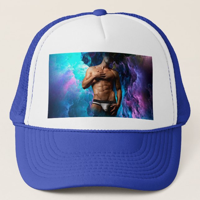 SlipperyJoe muscular man underwear bulge vibrant h Trucker Hat (Front)