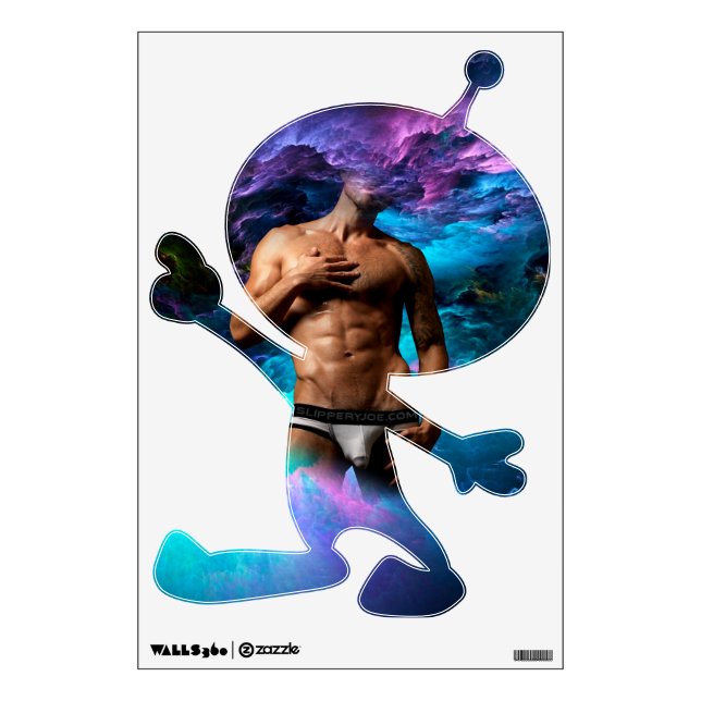 SlipperyJoe muscular man underwear bulge vibrant h Wall Decal (Front)