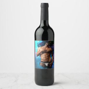 SlipperyJoe muscular man underwear bulge vibrant h Wine Label